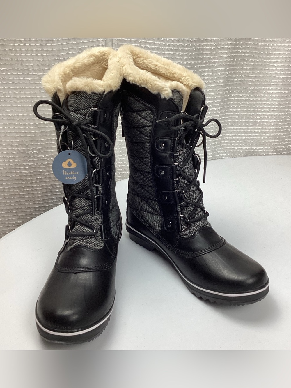 JBU By Jambi Lorna Black Herringbone Winter Boots Size 9.5 NEW!